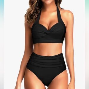 Chic Black High-Waisted Bikini Set